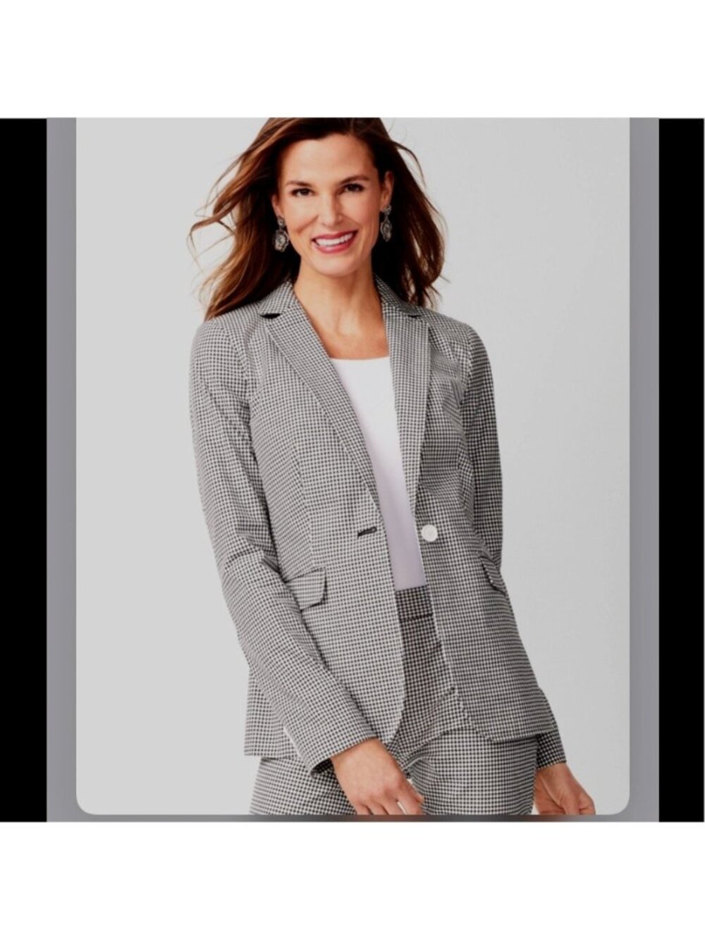 NEW Talbots Plus Classic Gingham Stretch Cotton Gingham Plaid Blazer Lined  22 W